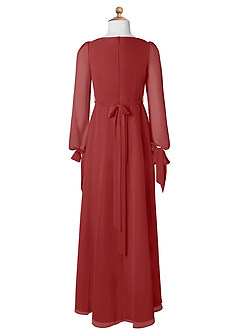 Azazie Leonia Junior Abito A-Line in Chiffon Con Tasche Ruggine image8