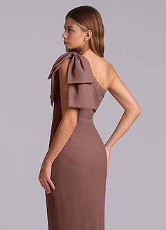 Azazie Yuanna Bridesmaid Dresses Espresso Mermaid One Shoulder Chiffon Dress image8