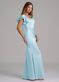Azazie Elkie Bridesmaid Dresses Sky Blue Mermaid Square Neckline Stretch Satin Dress image3