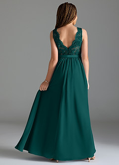Azazie Elly Junior Peacock A-Line Lace Chiffon Dress image2