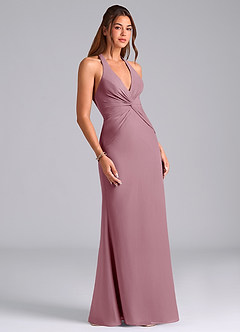Azazie Valerie Bridesmaid Dresses Vintage Mauve Mermaid Pleated Chiffon Dress image3