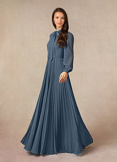 Azazie Adellah Abiti per la Madre della Sposa Abito A-Line in Chiffon Plissettato Blu Nettuno image2