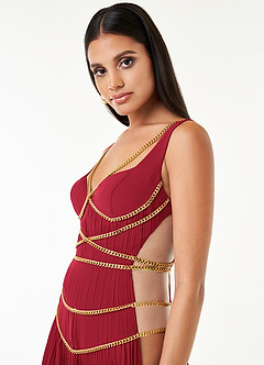 Simona Cherry Red Chain Maxi Dress image2