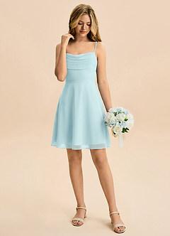 Azazie Bear Junior Sea Glass A-Line Pleated Chiffon Dress image3