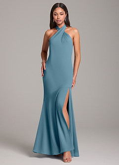 Azazie Lorena Robes de demoiselle d'honneur Robe Sirène en Mousseline de soie Plissée Bermude image1