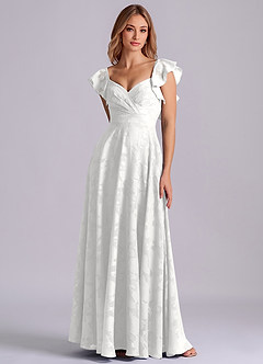 Azazie Leilani Robes de demoiselle d'honneur Robe Trapèze en Blumen-Burnout Encolure en Forme de Cœur Blanc image3