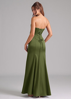 Azazie Ximena Bridesmaid Dresses Olive Mermaid Corset Stretch Satin Convertible Dress image2