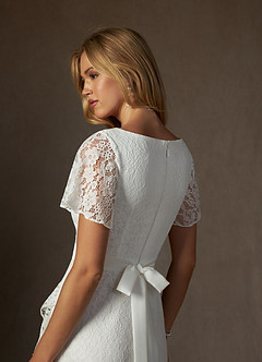 Azazie Lanei Wedding Dresses Diamond White A-Line V-Neck Lace Dress image6