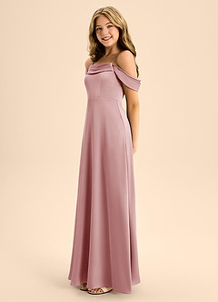 Azazie Anselie Junior Dusty Rose A-Line Off the Shoulder Stretch Satin Dress image6