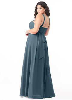 Azazie Dixie Bridesmaid Dresses Twilight A-Line Halter Pleated Chiffon Dress image9
