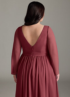 Azazie Teton Brautjungfernkleider für Schwangere A-Linie Langarm Chiffon Bodenlänge Kleid image13