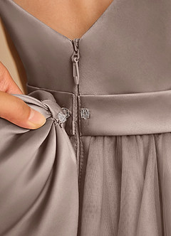 Azazie Patootie vestidos de niña de las flores Vestido de Gris Pardo de Tul de Corte En A con Tirante Espagueti image7