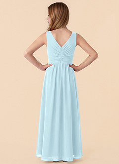 Azazie Skyla Junior Cloud Blue A-Line Pleated Chiffon Dress image2