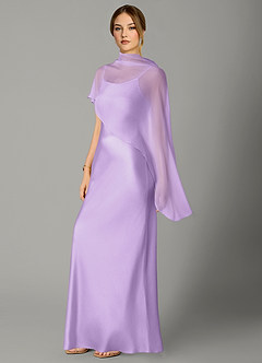 Azazie Jaleesa Bridesmaid Dresses Lilac A-Line High Neck Stretch Satin Dress image4