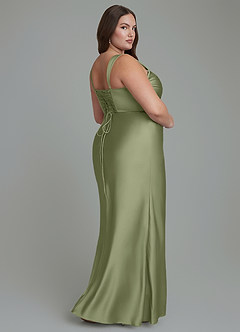 Azazie Agustina Bridesmaid Dresses Garden Sage Mermaid Corset Stretch Satin Dress image8
