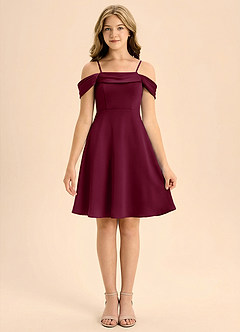 Azazie Anselie Junior Klä av A-Line i Stretch Satin Plisserad image3