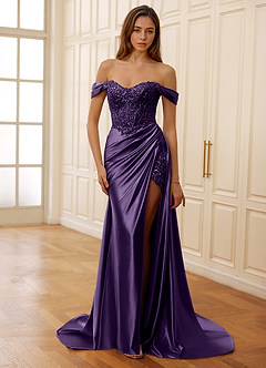 Rowane Plum Corset Rhinestone Sheer Lace Prom Dress image5