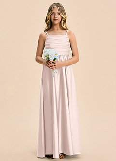 Azazie Kai Junior A-Linie Plissee Stretch-Satin Kleid Zartrosa image6