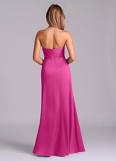 Azazie Sabrine Final Sale Fuchsia A-Line Sweetheart Neckline Stretch Satin Dress image2