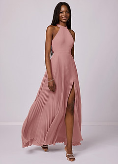 Barbie ♥ Azazie Bridesmaid Dresses Dusty Rose A-Line Pleated Chiffon Dress image8