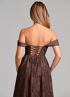 Azazie Hattie Abiti da Damigella Abito A-Line in Burnout Floreale Corsetto Ganache image2