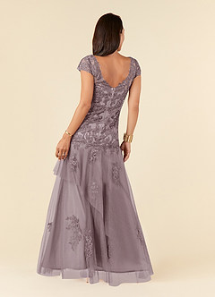 Azazie Romy Mother of the Bride Dresses Dusk Mermaid V-Neck Sequins Tulle Dress image3