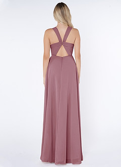 Azazie Jane Final Sale Vintage Mauve A-Line V-Neck Pleated Chiffon Dress image2