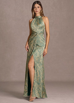 Vestido Platino Verde Azulado Largo Hannah image3