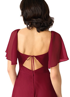 Azazie Chloe Bridesmaid Dresses Burgundy A-Line Sweetheart Neckline Chiffon Dress image3