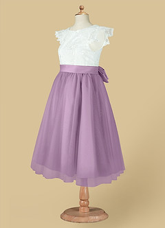 Azazie Vetty Flower Girl Dresses Ivory Wisteria A-Line Lace Tulle Dress image14