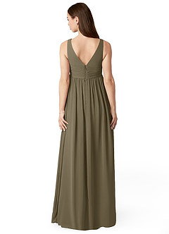 Azazie Yetta Abiti da damigella d'onore premaman Abito A-Line Arricciato con Scollo a V Chiffon Floor-Length image2
