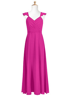 Azazie Emily Junior Fuchsia A-Line Ruched Chiffon Dress image5