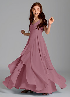 Azazie Karan Junior A-Linie Chiffon Kleid Vintage Mauve image5