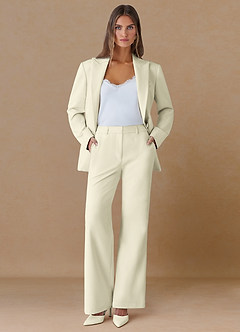 front Marina Ivory Refined Weave Straight-Leg Pants