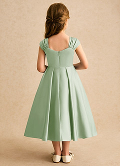 Azazie Yosemite Jurken voor bloemenmeisjes Baljurk Jurk van Mat Satijn Sweetheart Halslijn Stoffige Salie image2