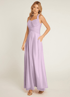 Azazie Claudia Bridesmaid Dresses Frosted Lilac A-Line Sweetheart Neckline Chiffon Dress image2
