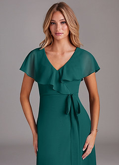 Azazie Lainey Robes de demoiselle d'honneur Robe Trapèze en Mousseline de soie avec poches Paon image6
