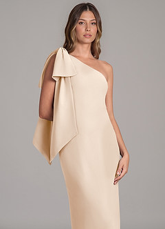 Azazie Capri Bridesmaid Dresses White Alabaster A-Line One Shoulder Chiffon Dress image7