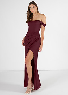 Azazie Kit At-home Try On Dresses Dusk Mermaid Off the Shoulder Mesh Dress image3
