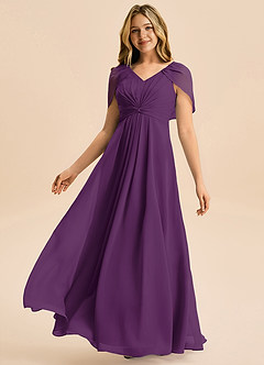 Azazie Emma Junior Robe Trapèze en Mousseline de soie Plissée Grain De Raisin image4