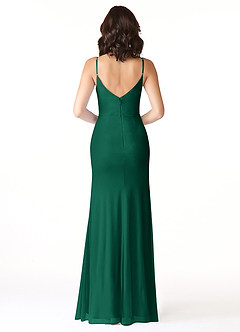 Azazie Deandra Bridesmaid Dresses Emerald Mermaid Pleated Mesh Dress image2