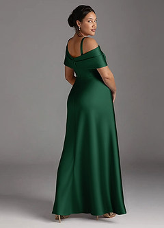Azazie Milton Kleider für die Brautmutter A-Linie Plissee Stretch-Satin Kleid Dunkelgrün image12