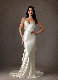 Azazie Kayla Wedding Dresses Antique White Mermaid Charmeuse Dress image5