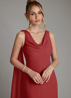 Azazie Essence Bridesmaid Dresses Rust Sheath Chiffon Dress image3