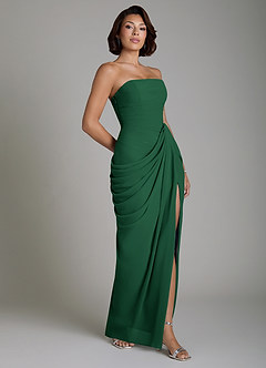 Azazie Nyra Bridesmaid Dresses Dark Green Sheath Corset Chiffon Dress image7