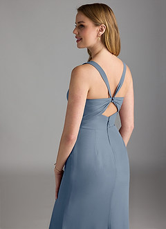 Azazie Mero Brautjungfernkleider Etui Plissee Chiffon Kleid Zwielichtviolett image4