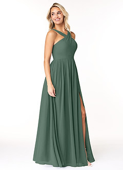 Azazie Elvira Bridesmaid Dresses Sea Moss A-Line Pleated Chiffon Dress image4
