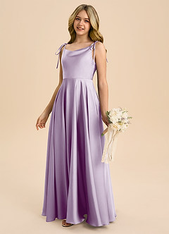 Azazie Popsy Junior Linia A Ukłon Satyna elastyczna Długość podłogi Młodsza druhna Sukienka image7