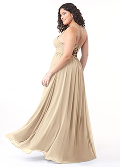 Azazie Aaida Bridesmaid Dresses Champagne A-Line Corset Chiffon Dress image10