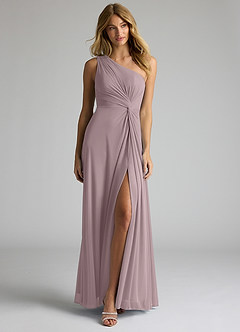Azazie Brooke Bridesmaid Dresses Dusk A-Line One Shoulder Mesh Dress image4